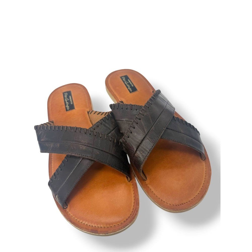 Pete Huntington Handcrafted Leather Criss Cross Whipstitch Sandals Men's Size 11